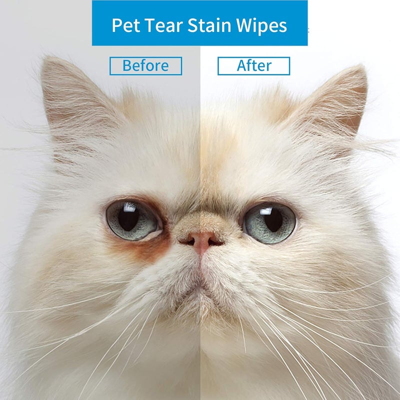 Opula Dog Ear Eye Cleaner Wipes,300 Count Cat Eye Ear Cleaning Wipes,Pet Wipes,150pcs Tear Stain Remover Wipes+150pcs Ear Wax Wipes,Non-Irritating,Dog&Cat Universal,Eliminate Odor - Image 2